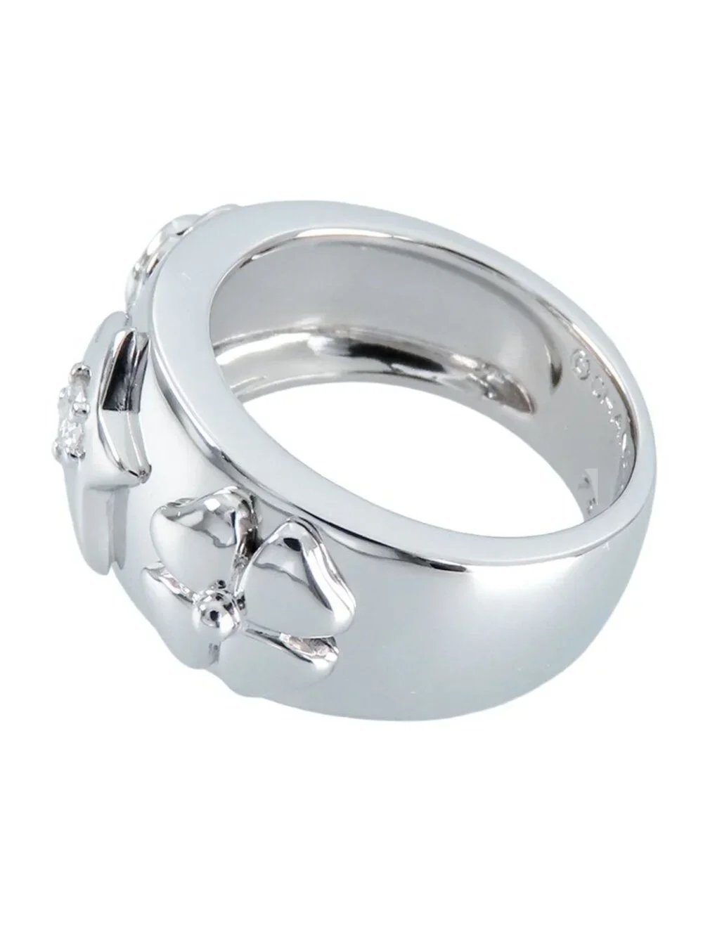 Chanel Three Symbol Ring White Gold 18K Diamond Quattro Comet Camellia